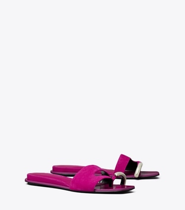 Tory Burch designer sandals Pierced Slide in FUSCHIA SPARK angle