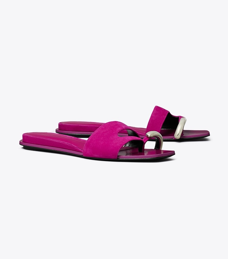 Tory Burch designer sandals Pierced Slide in FUSCHIA SPARK angle