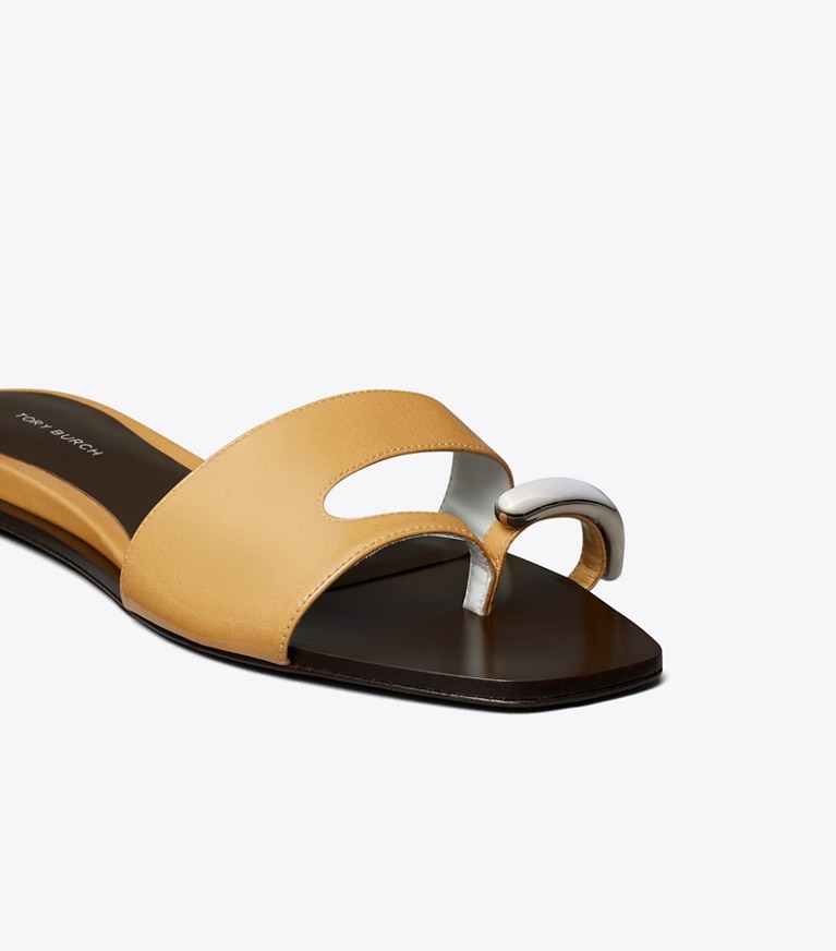 Tory Burch designer sandals Pierced Slide in CANTUCCI / SILVER angle