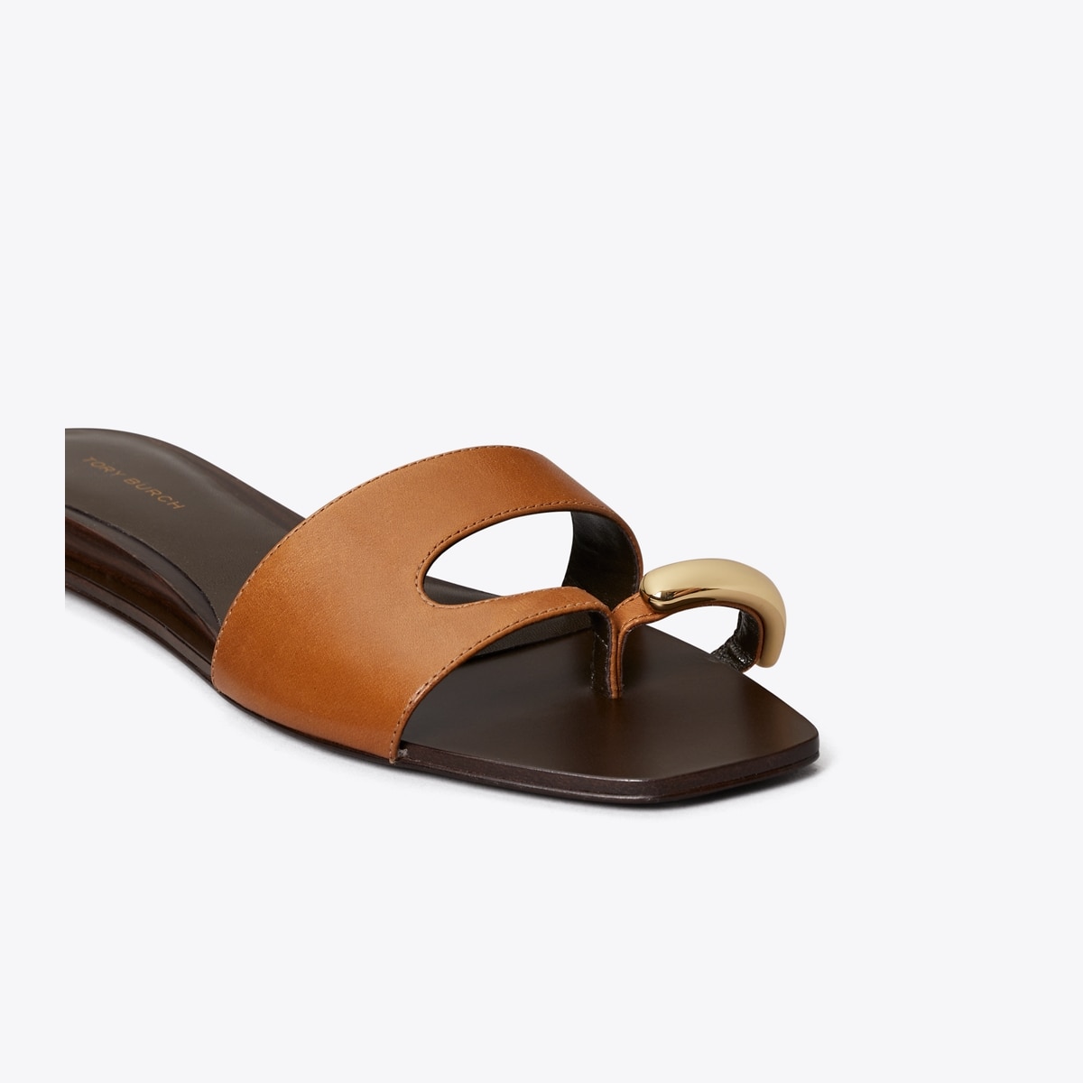Pierced Slide in brown | Tory Burch