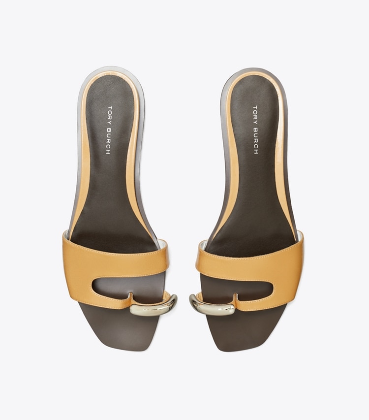 Tory Burch designer sandals Pierced Slide in CANTUCCI / SILVER overhead