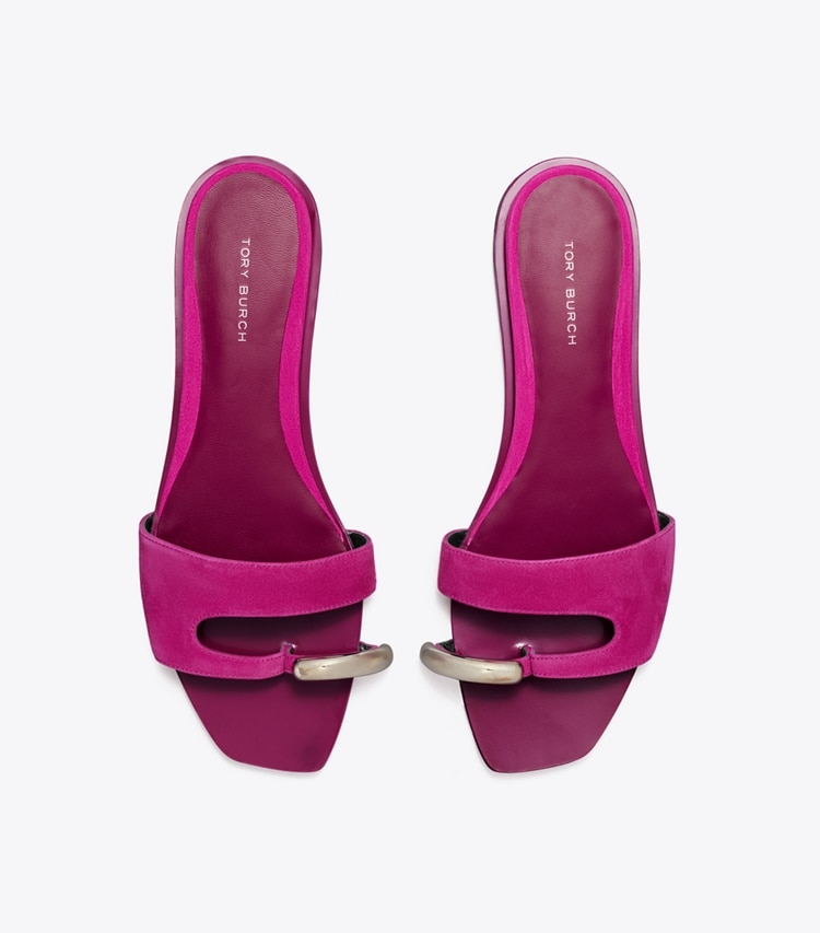 Tory Burch designer sandals Pierced Slide in FUSCHIA SPARK overhead