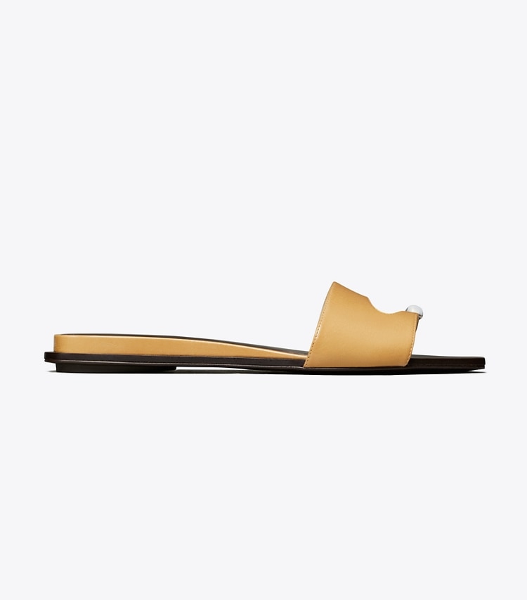 Tory Burch designer sandals Pierced Slide in CANTUCCI / SILVER side
