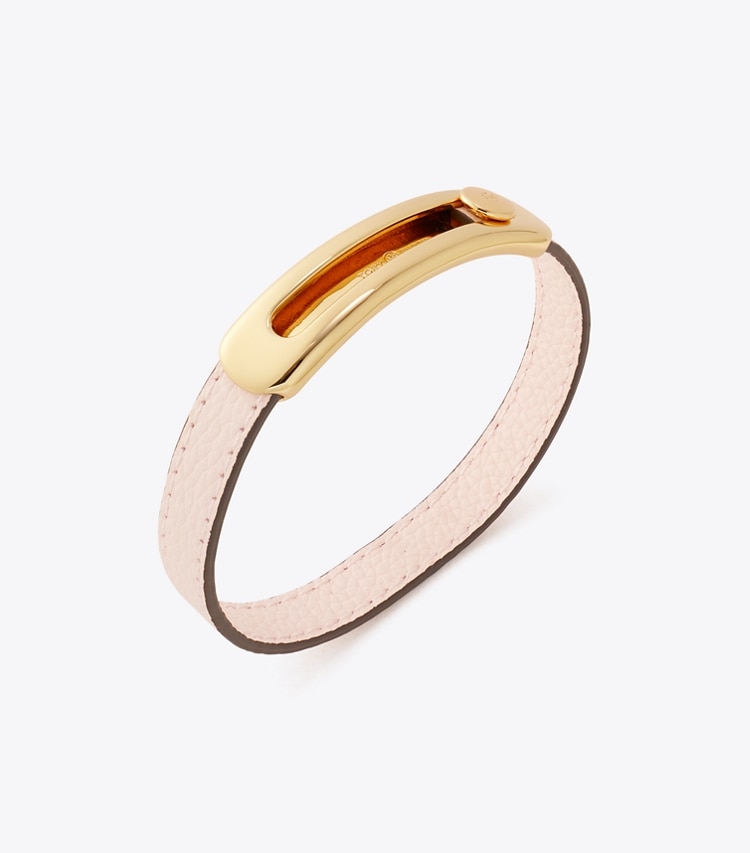 Tory Burch designer bracelets Pierced Slider Bracelet in Tory Gold / Pink Snow detail