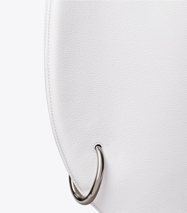 Tory Burch designer shoulder bags Pierced Soft Bag in Cirrus Cloud detail