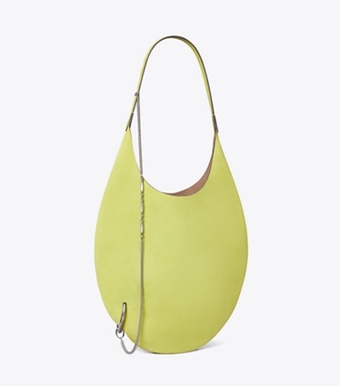 Tory Burch designer shoulder bags Pierced Soft Suede Bag in Citrus Green angle