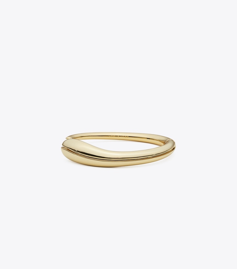Tory Burch designer ブレスレット シン ピアス カフ in Light Brass front