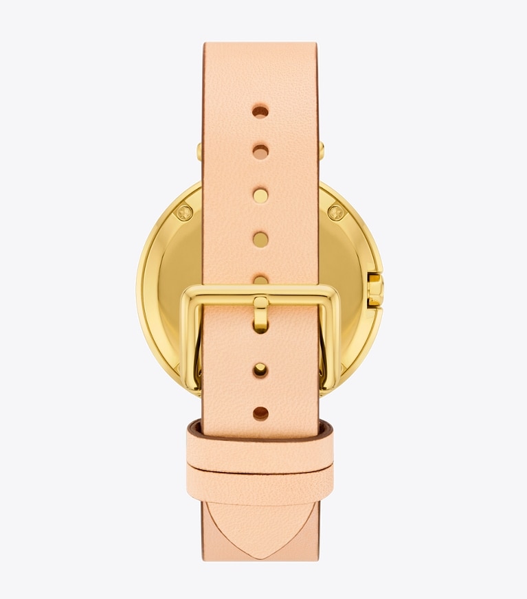 Tory Burch designer strap watches Pierced Watch in IVORY/GOLD/VACHETTA front