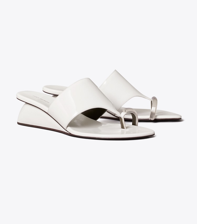 Tory Burch designer sandals Pierced Wedge Sandal in CIRRUS CLOUD angle