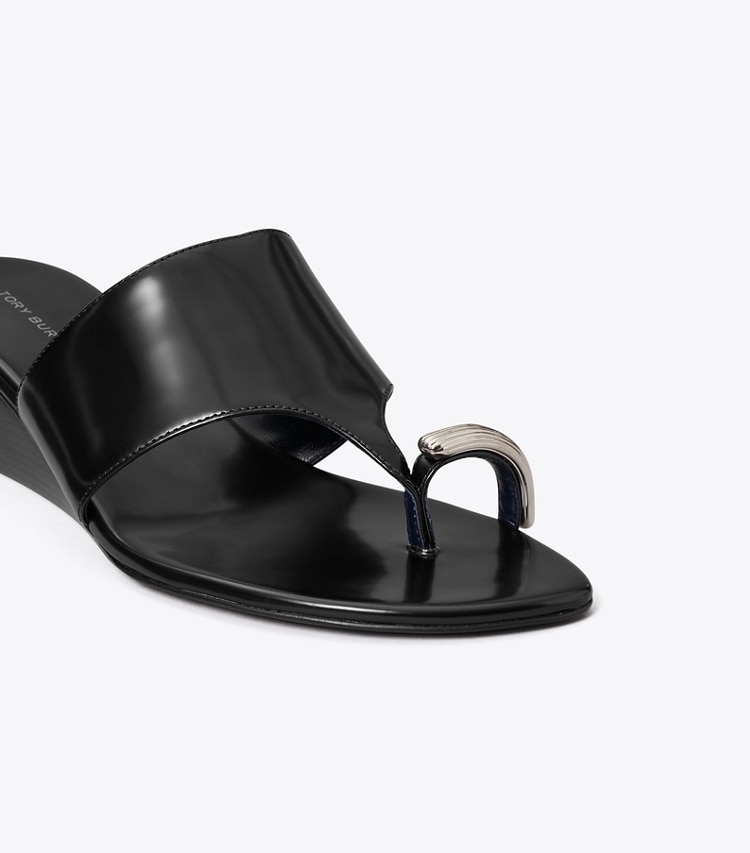 Tory Burch designer sandals Pierced Wedge Sandal in PERFECT BLACK detail