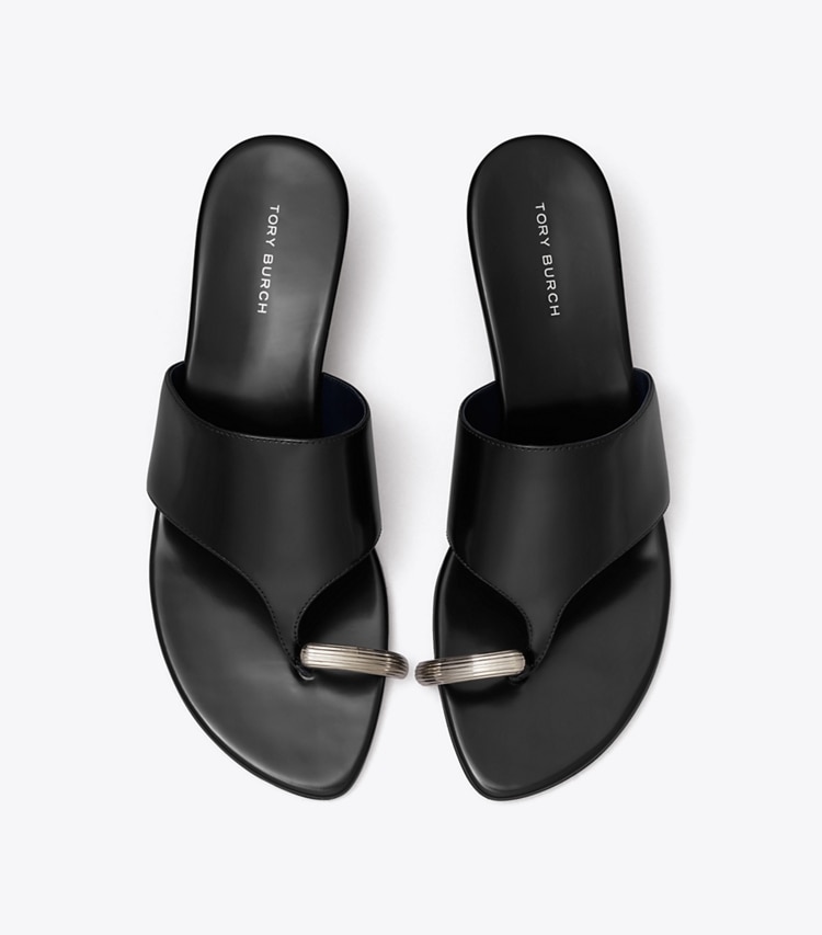 Tory Burch designer sandals Pierced Wedge Sandal in PERFECT BLACK overhead