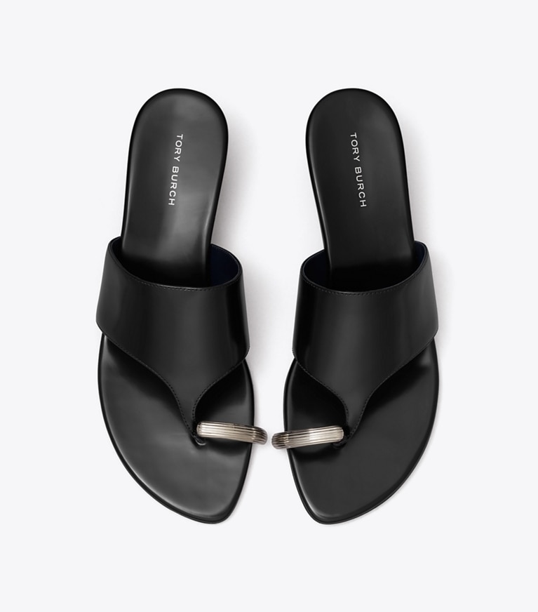 Tory Burch designer sandals Pierced Wedge Sandal in PERFECT BLACK overhead