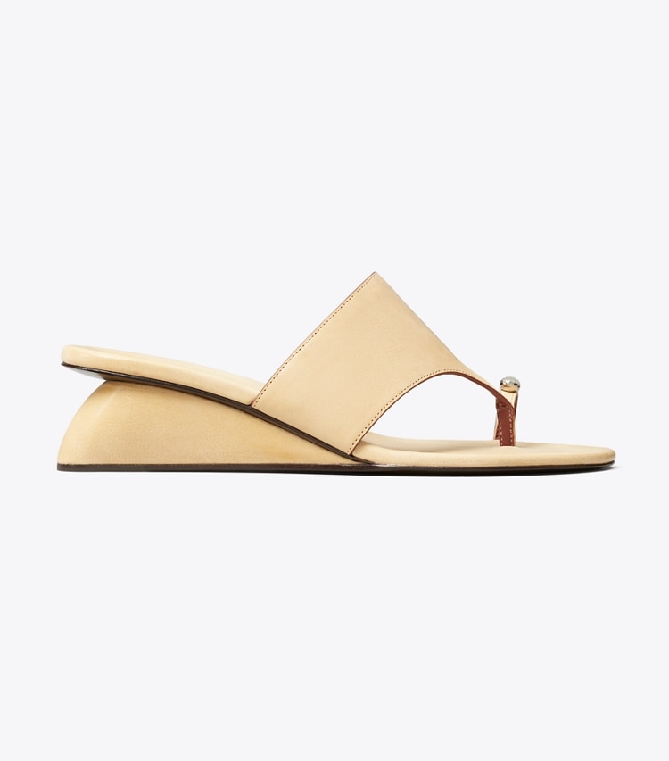 Tory Burch designer sandals Pierced Wedge Sandal in SMOKY TAN side