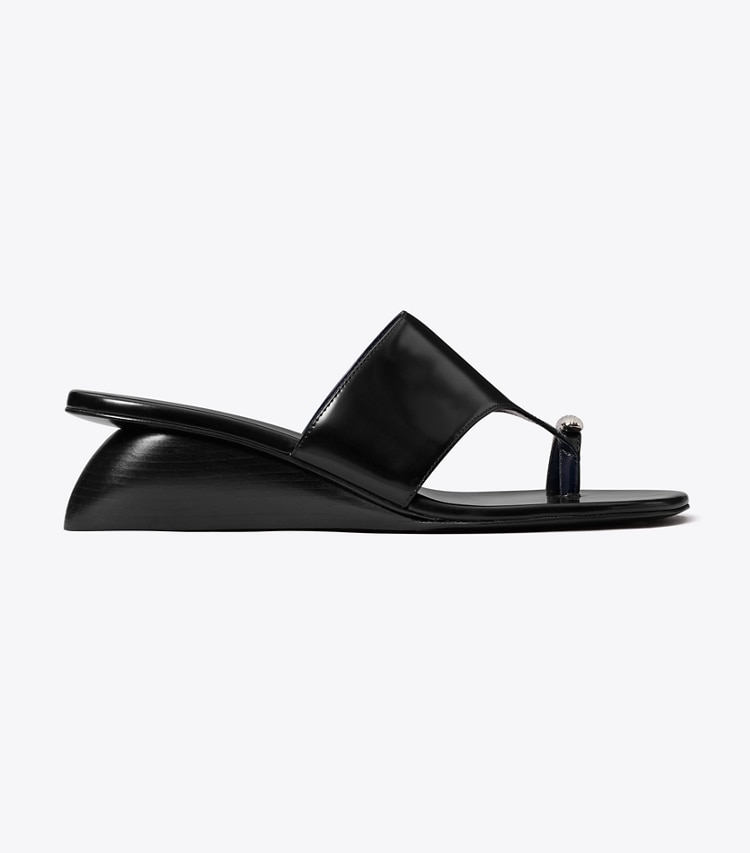 Tory Burch designer sandals Pierced Wedge Sandal in PERFECT BLACK side