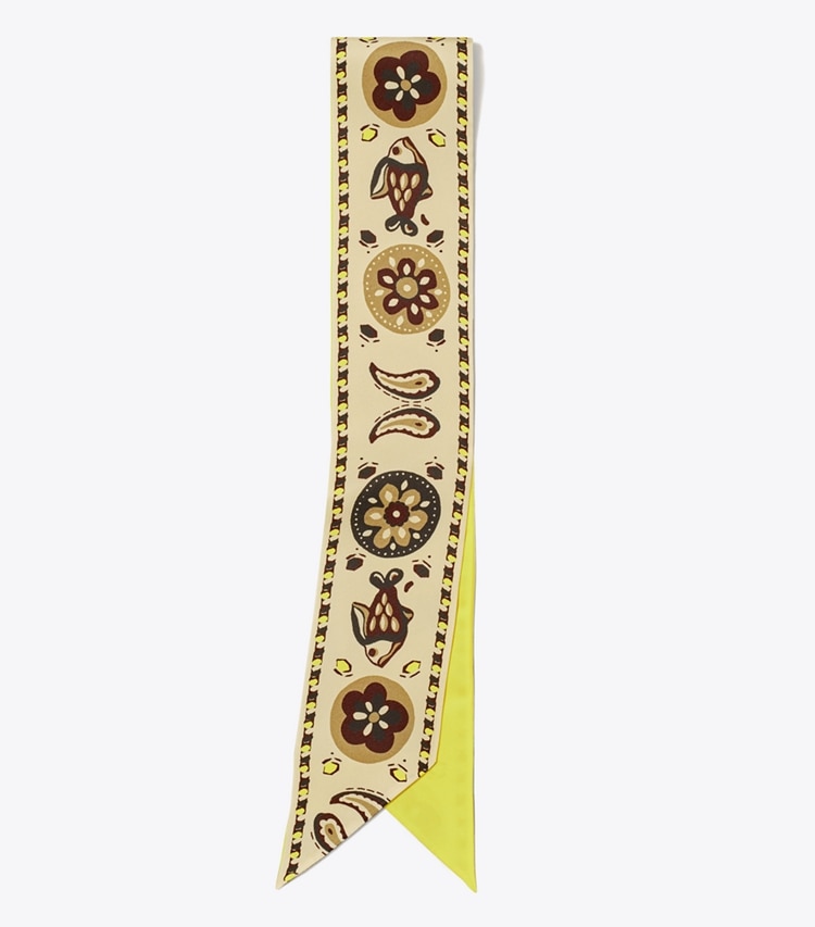 Tory Burch designer scarves Pisces Dream Silk Ribbon Tie in Beige folded