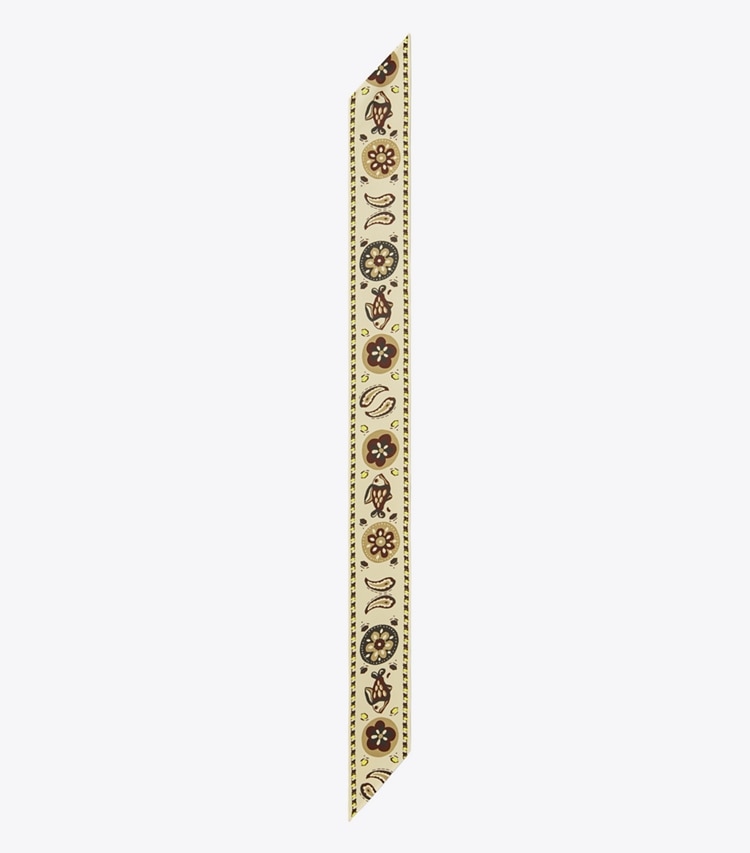 Tory Burch designer scarves Pisces Dream Silk Ribbon Tie in Beige overhead