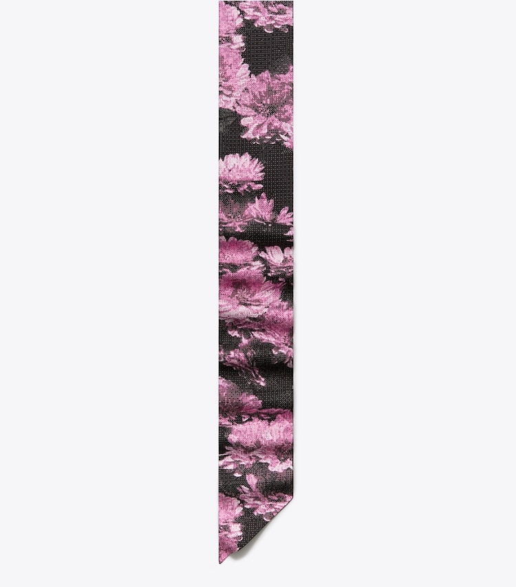 Tory Burch designer スカーフ ピクセル フラワー リボンタイ in Pink Pixel Flower ディテール