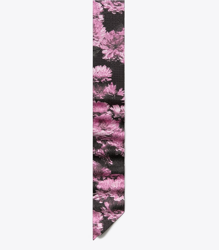 Tory Burch designer スカーフ ピクセル フラワー リボンタイ in Pink Pixel Flower オーバーヘッド