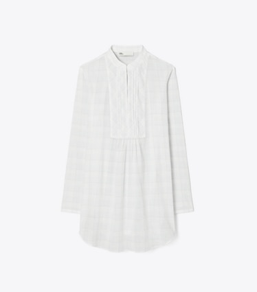 Tory Burch designer coverups Plaid Cotton Beach Shirt in BLUE PLAID front