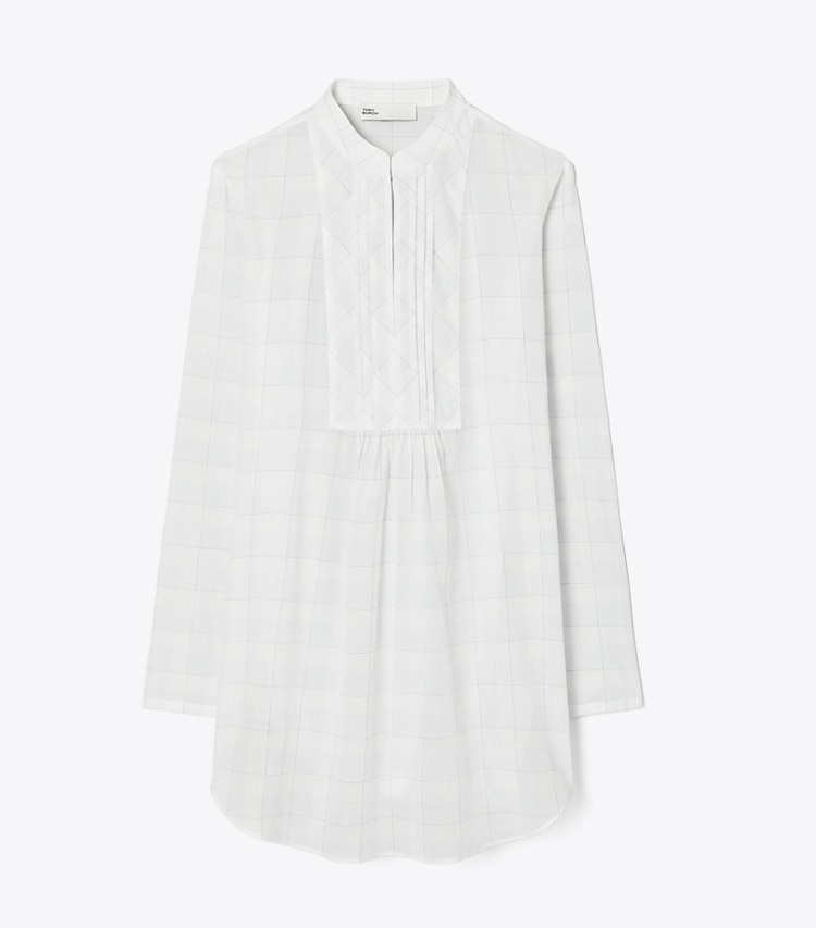 Tory Burch designer coverups Plaid Cotton Beach Shirt in BLUE PLAID front