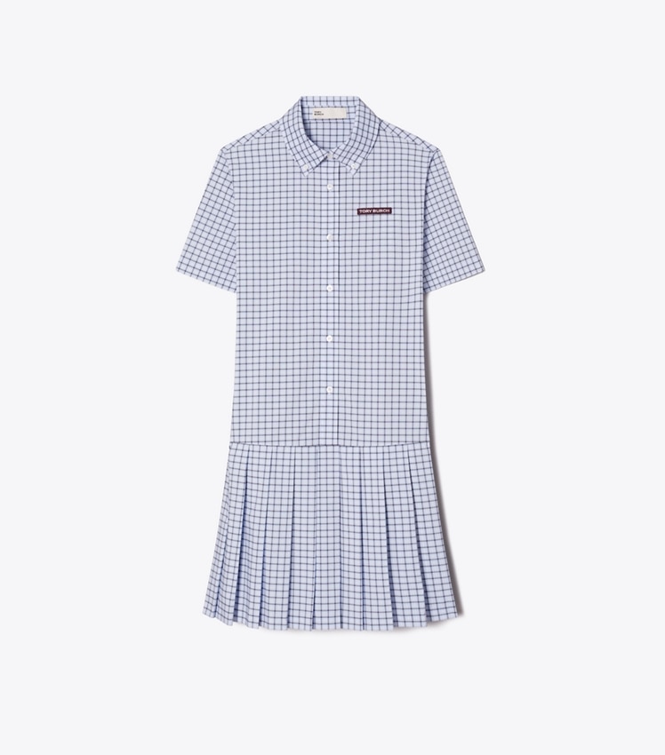 Plaid Drop-Waist Pleated Golf Dress by Tory Burch
