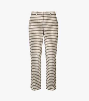 Tory Burch designer bottoms Plaid Golf Pant in Ivory / Black Plaid front