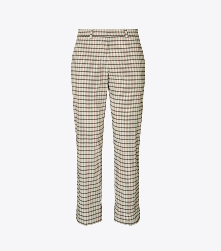 Tory Burch designer bottoms Plaid Golf Pant in Ivory / Black Plaid front