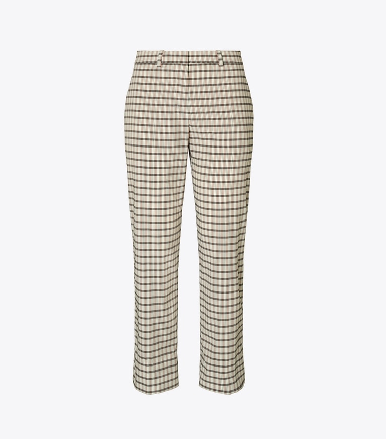 Tory Burch designer bottoms Plaid Golf Pant in Ivory / Black Plaid front