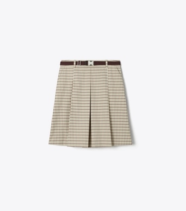 Tory Burch designer bottoms Plaid Golf Skirt in Crimson Rust Dense Plaid Sport front