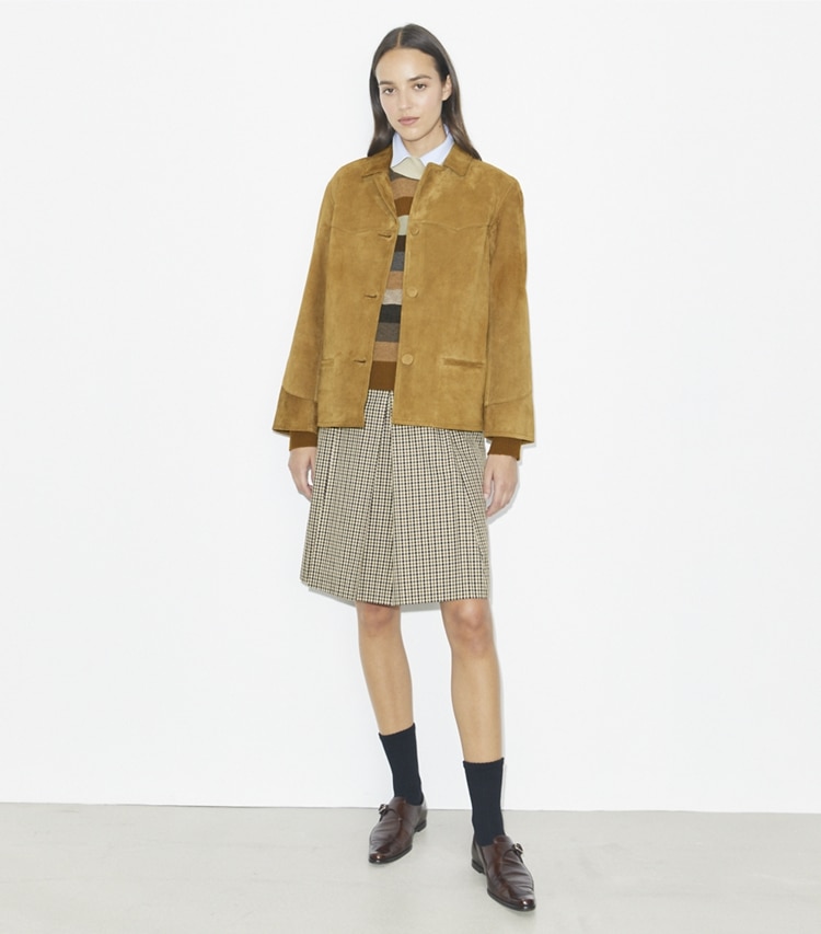 Tory Burch designer ボトムス プレイド ゴルフ スカート in Multi Ivy Plaid モデル前面
