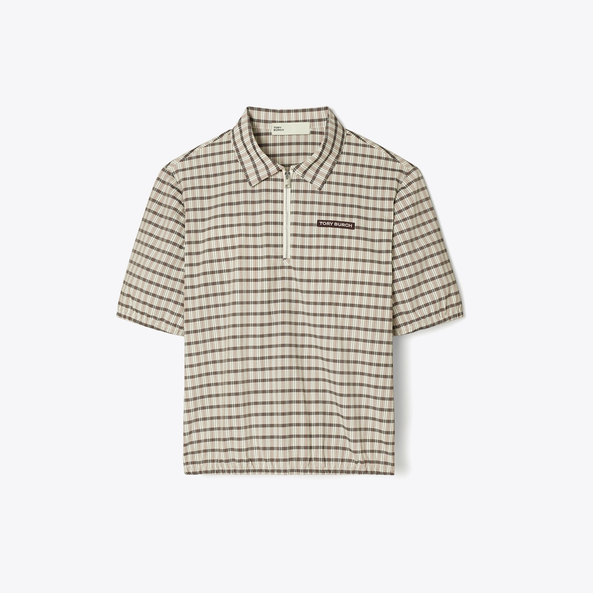 【Lサイズ】Edenham Border Liberty Print Polo Collar Cut Plaid Half-Zip Polo: Women's Designer Tops | Tory Burch