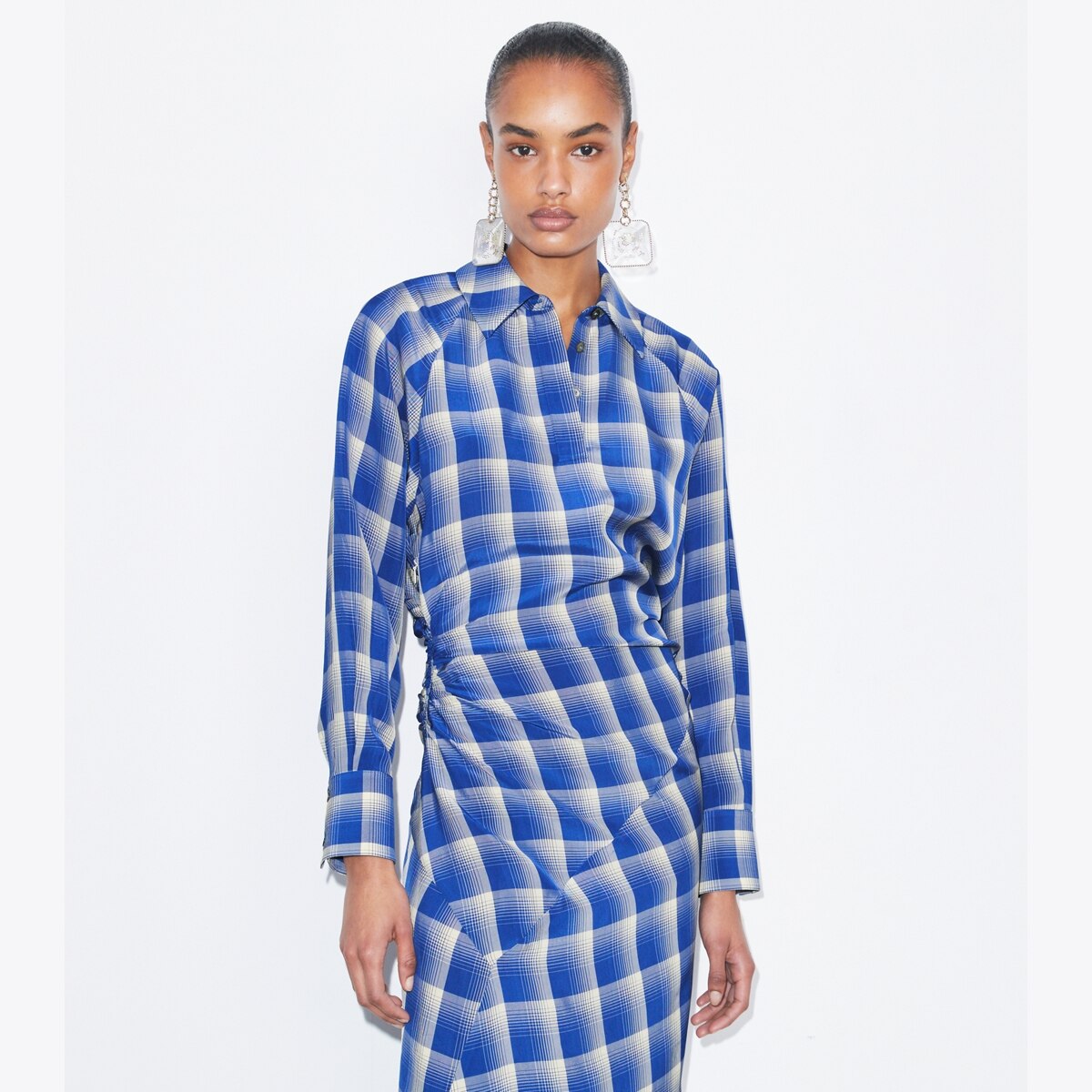 Plaid Viscose Shirtdress: Women's Designer Dresses | Tory Burch