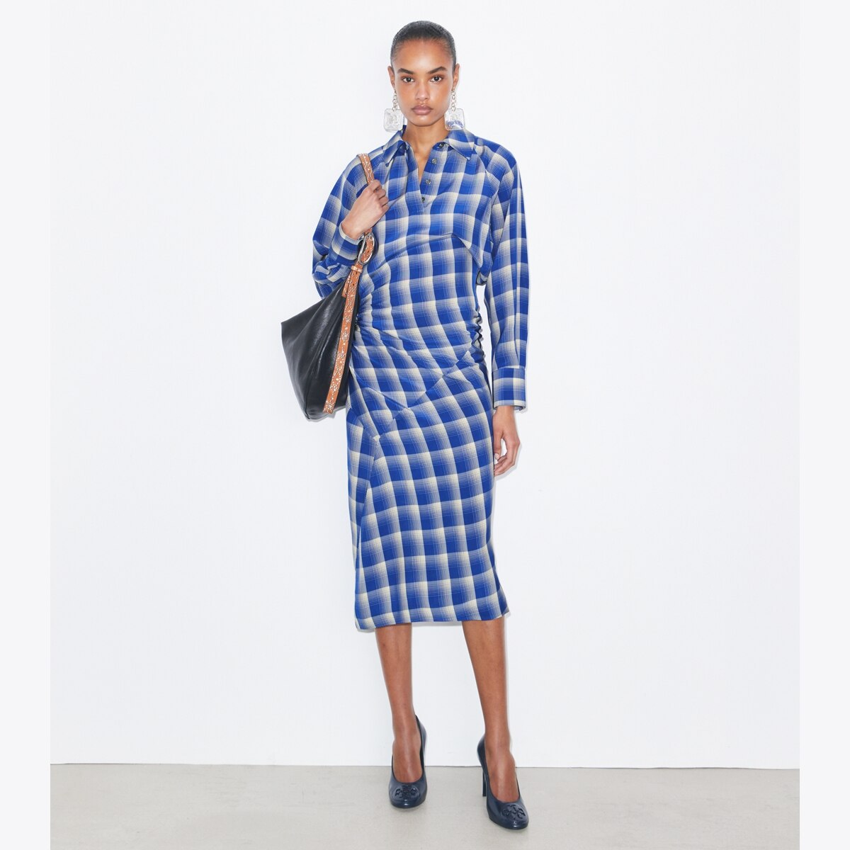 Plaid Viscose Shirtdress: Women's Designer Dresses | Tory Burch