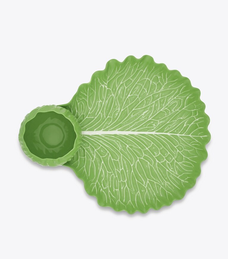 Tory Burch designer vaisselle Plat à crudités collection Lettuce dans Green de face