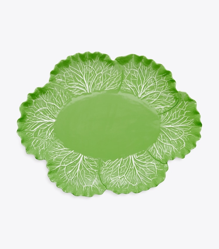 Tory Burch designer vaisselle Plat de service ovale, collection Lettuce dans Green de face