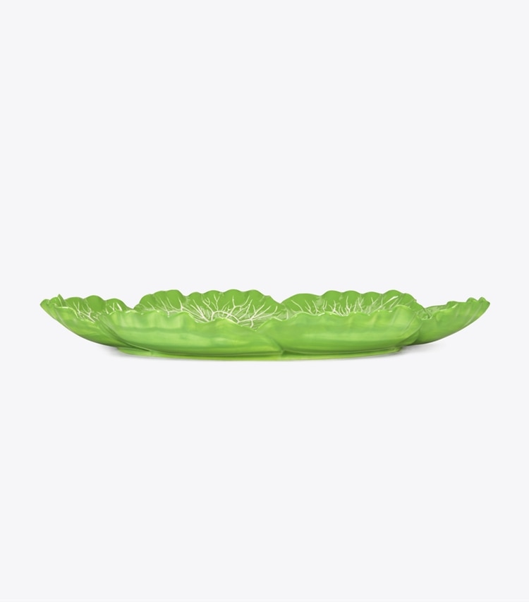 Tory Burch designer vaisselle Plat de service ovale, collection Lettuce dans Green groupe