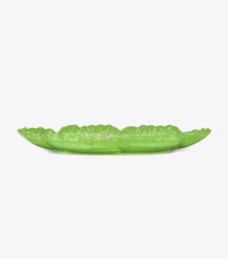Tory Burch designer vaisselle Plat de service ovale, collection Lettuce dans Green groupe