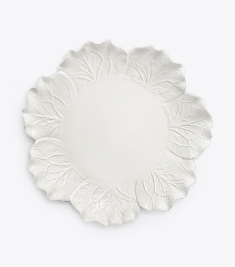 Tory Burch designer vaisselle Plat de service rond collection Lettuce dans White de face