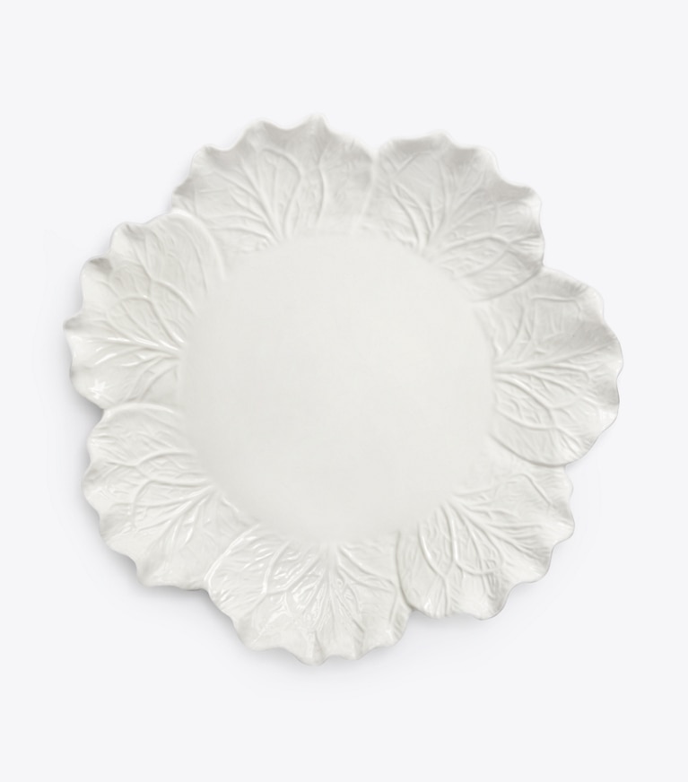 Tory Burch designer vaisselle Plat de service rond collection Lettuce dans White de face