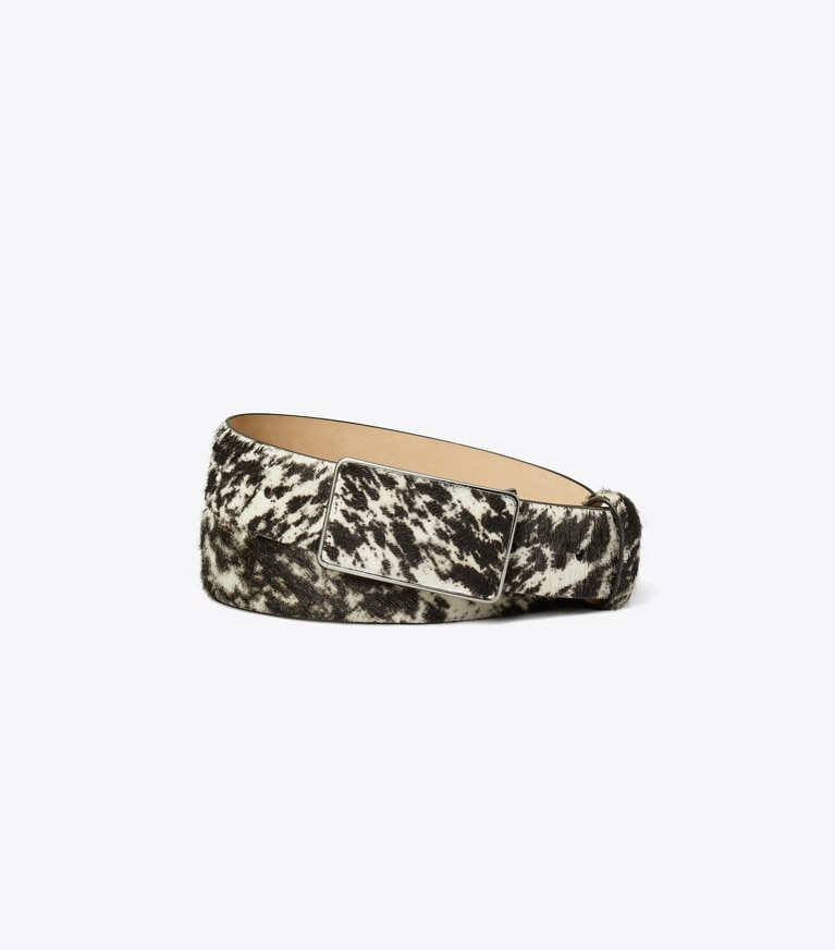 Tory Burch designer belts Plate Belt in Warm White / Black front