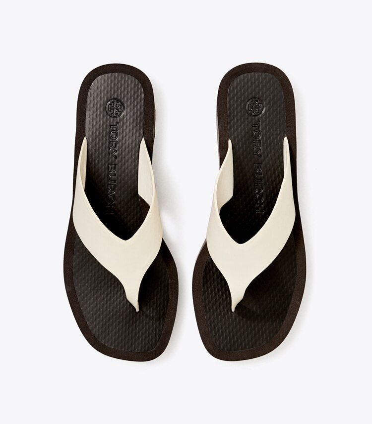 Tory Burch designer sandales Plateforme simple dans New Ivory / PERFECT BLACK vue du dessus
