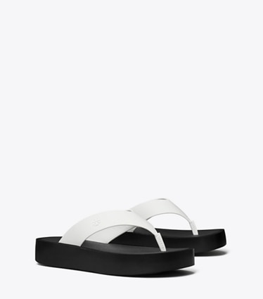 Tory Burch designer sandals Platform Flip-Flop in OPTIC WHITE / BLACK angle