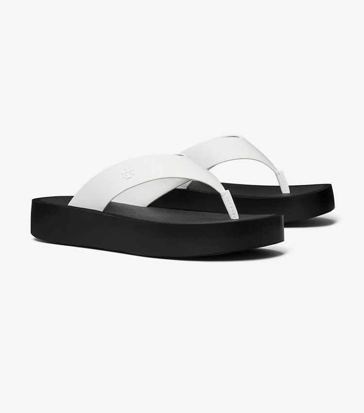 Tory Burch designer sandals Platform Flip-Flop in OPTIC WHITE / BLACK angle
