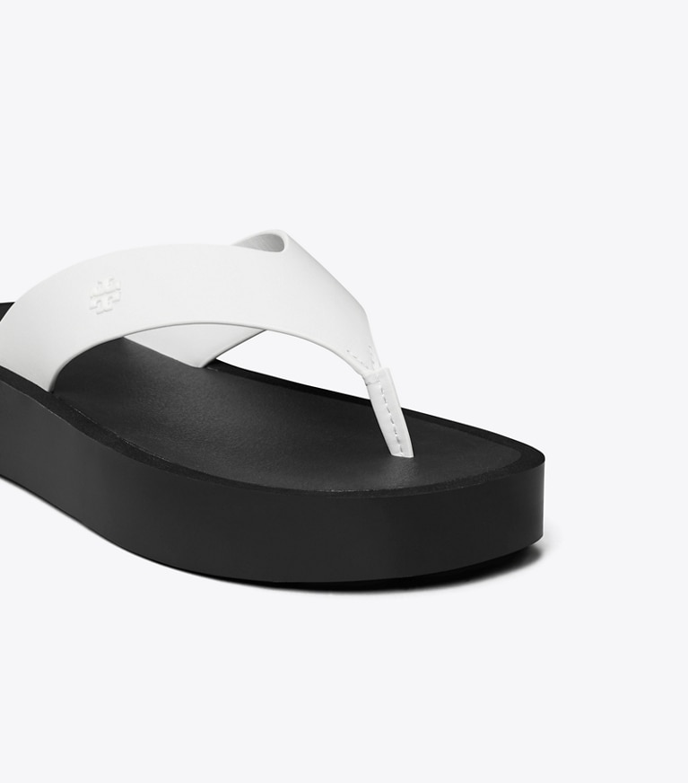 Tory Burch designer sandals Platform Flip-Flop in OPTIC WHITE / BLACK angle
