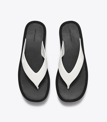 Tory Burch designer sandals Platform Flip-Flop in OPTIC WHITE / BLACK angle