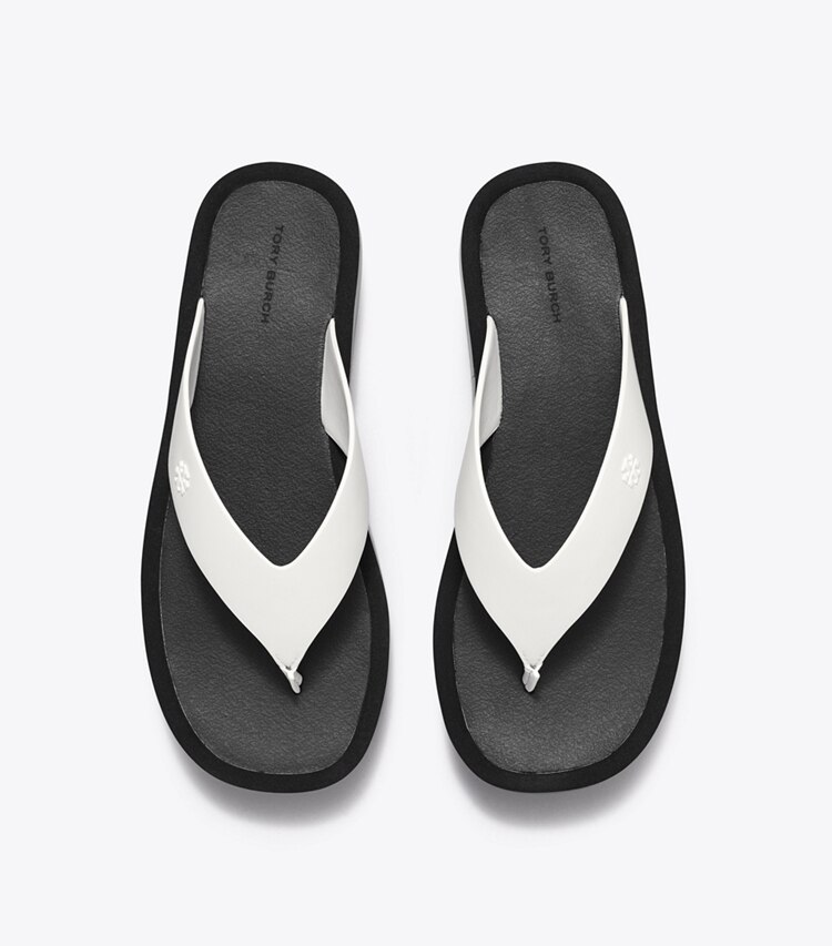 Tory Burch designer sandals Platform Flip-Flop in OPTIC WHITE / BLACK overhead