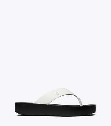 Tory Burch designer sandals Platform Flip-Flop in OPTIC WHITE / BLACK angle