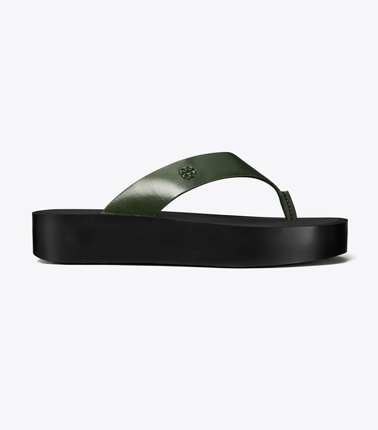Tory Burch designer sandals Platform Flip-Flop in DARK EMERALD / PERFECT BLACK side