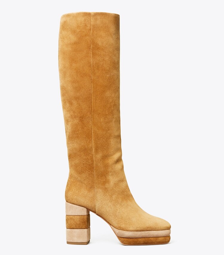 Tory Burch designer boots Platform Knee Boot in CAMEL side