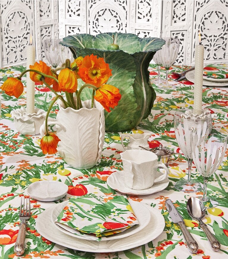 Tory Burch diseñador artículos de mesa & cristalería Plato para canapés de vajilla con borde ondulado, set de 4 en Green editorial